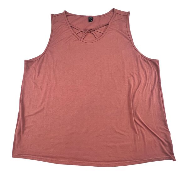 SHEIN Top 4XL Dusty Rose Crisscross V-Neck Tank Blouse Boho Indie Streetwear - Picture 1 of 9